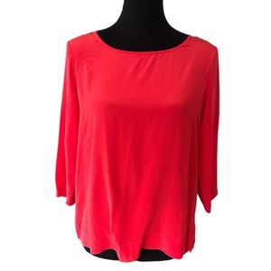 Madewell 100% Silk Red 3/4 Sleeves Size Small